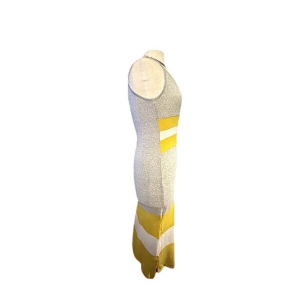 Anthropologie Sleeveless Midi Dress In Gray & Yellow Stripe Knit Size S - Picture 3 of 7